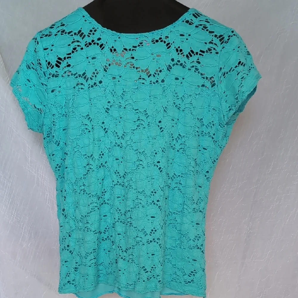 Peck & Peck Blue and Pink Strech Lace Blouses Soft Lightweight Tops - Picture 4 of 10